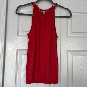 Max Studio Sleeveless Braided Ruffle High Neck Tank Top
